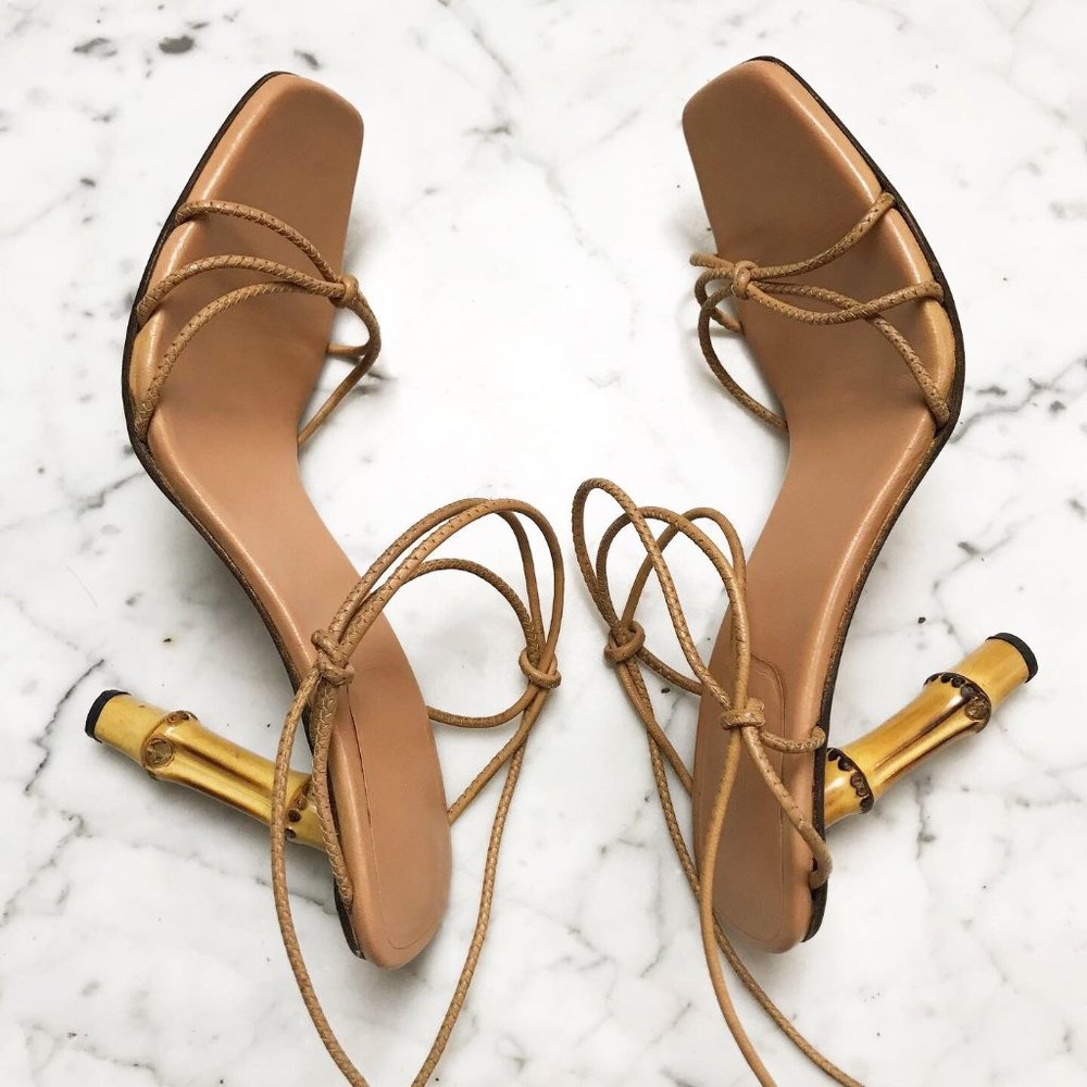 SOLD Gucci By Tom Ford Strappy Bamboo Heel Sandals - Picture 3 of 6